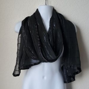 Gorgeous black scarf silver threads womens